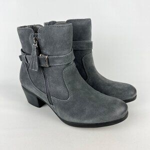 Earth Origins Womens Tori Gray Suede Ankle Booties Water Repellent size 9.5